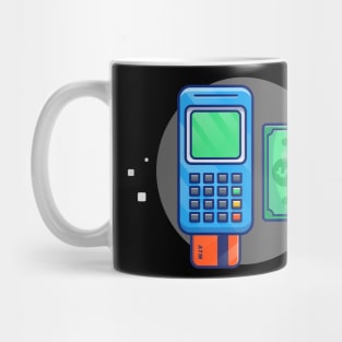 Electronic Data Capture With Bank Card And Money Cartoon Mug